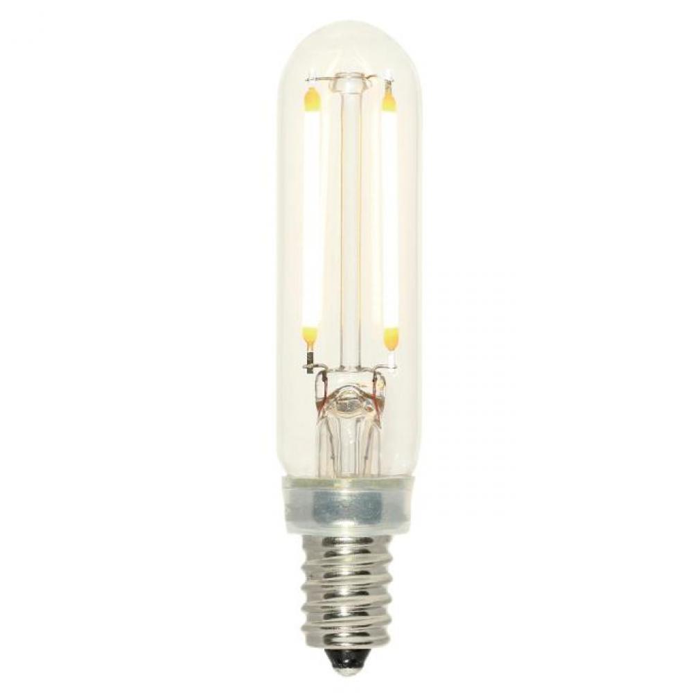 2.5W T6 Filament LED Dimmable 2700K E12 (Candelabra) Base, 120 Volt, Box