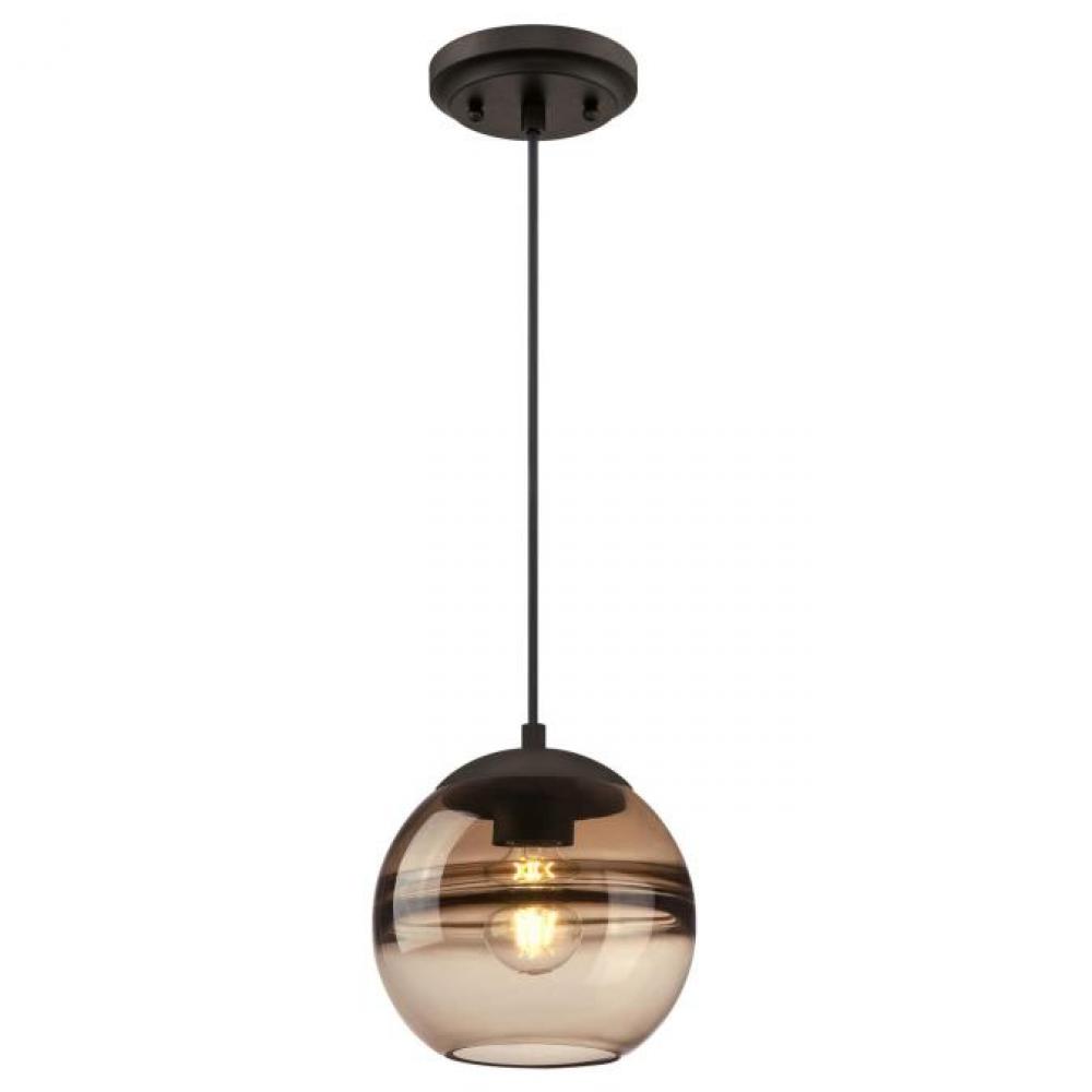 Mini Pendant Oil Rubbed Bronze Finish Amber Glass