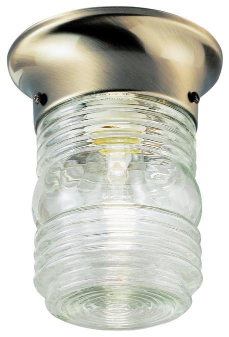 5 in. 1 Light Flush Antique Brass Finish Clear Glass