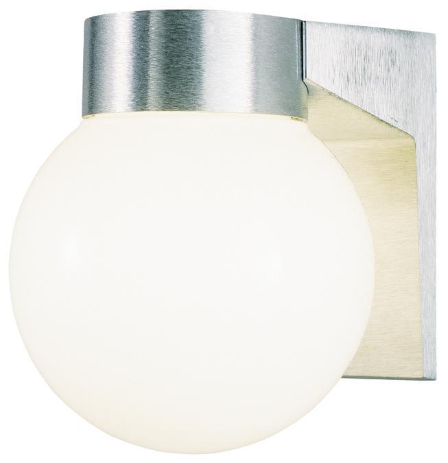 Wall Fixture Brushed Aluminum Finish White Threaded Glass Globe