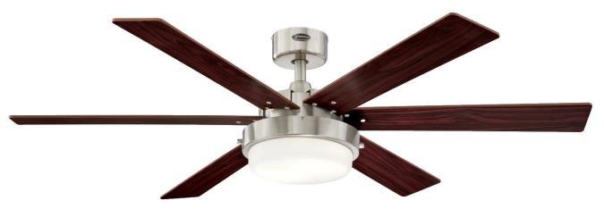 52 in. Brushed Nickel Finish Reversible Blades (Rosewood/Light Maple) Opal Frosted Glass