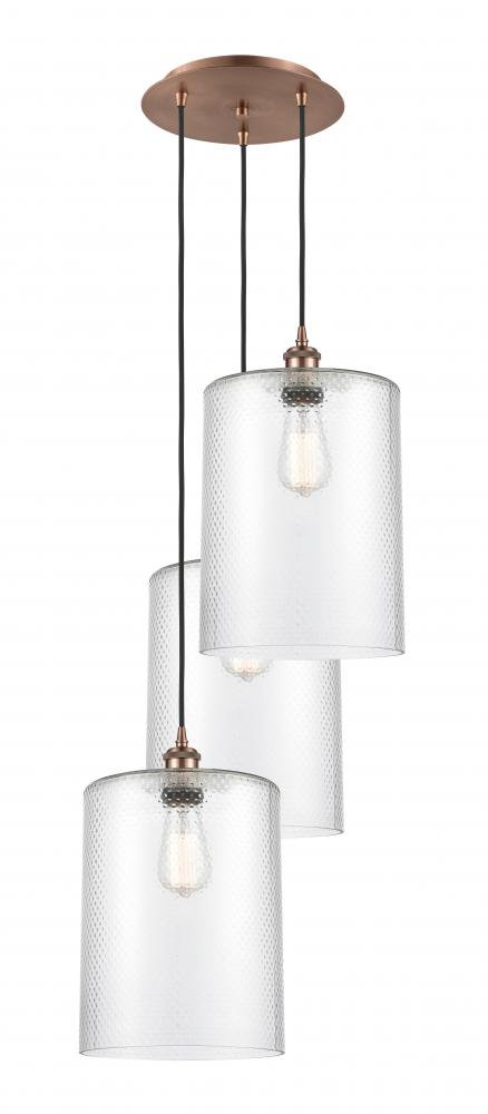 Cobbleskill - 3 Light - 16 inch - Antique Copper - Cord Hung - Multi Pendant