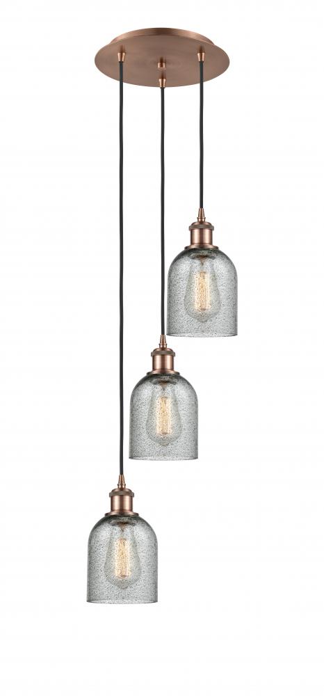 Caledonia - 3 Light - 12 inch - Antique Copper - Cord Hung - Multi Pendant