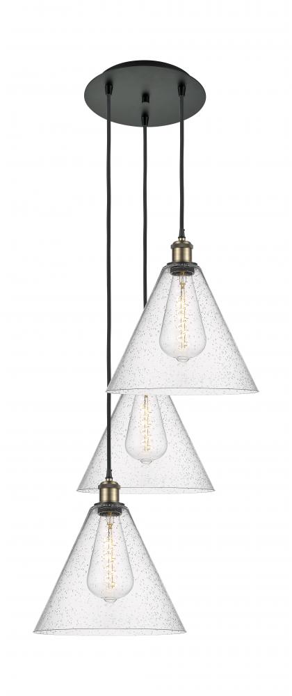 Berkshire - 3 Light - 19 inch - Black Antique Brass - Cord Hung - Multi Pendant