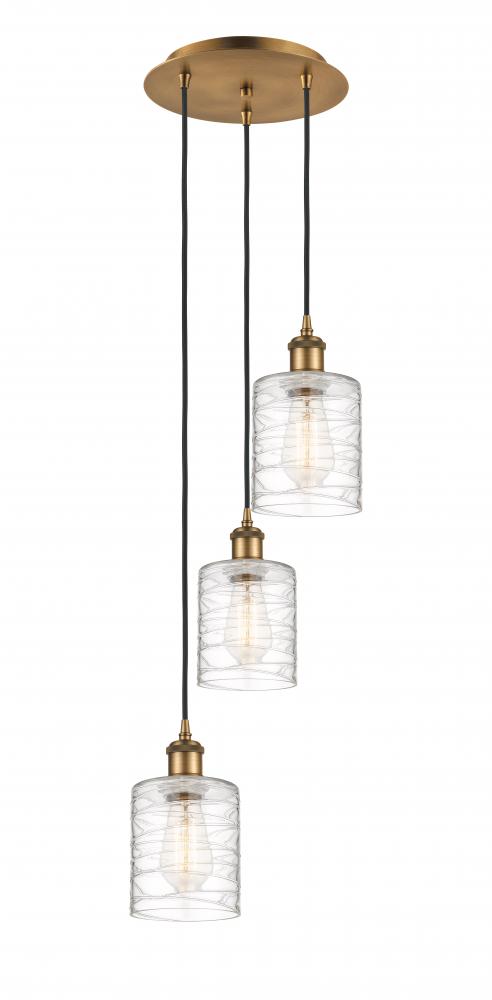 Cobbleskill - 3 Light - 12 inch - Brushed Brass - Cord Hung - Multi Pendant