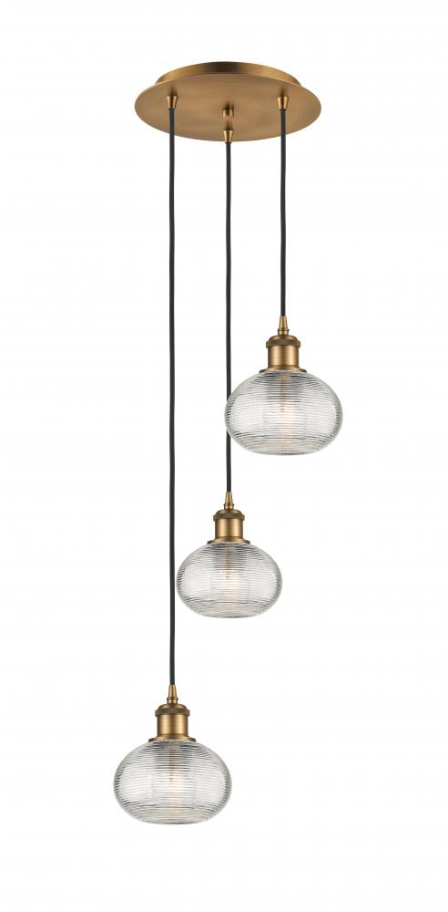 Ithaca - 3 Light - 13 inch - Brushed Brass - Cord hung - Multi Pendant