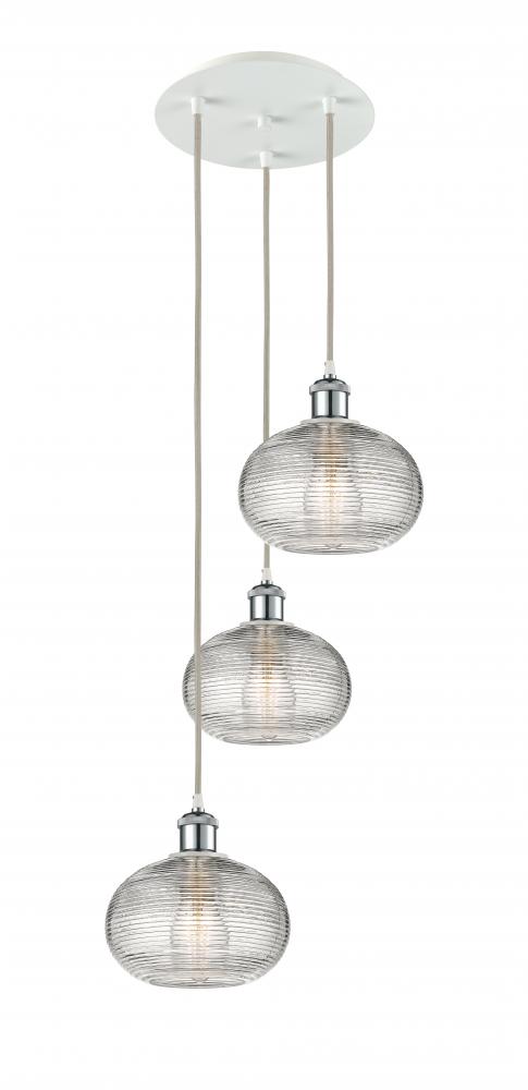Ithaca - 3 Light - 15 inch - White Polished Chrome - Cord Hung - Multi Pendant