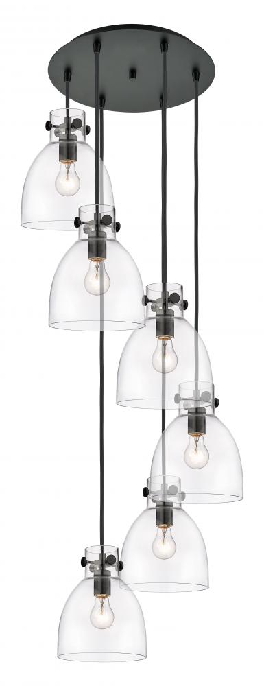 Newton Bell - 6 Light - 19 inch - Matte Black - Multi Pendant