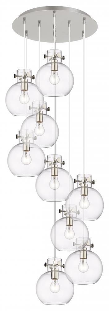 Newton Sphere - 9 Light - 22 inch - Polished Nickel - Cord hung - Multi Pendant