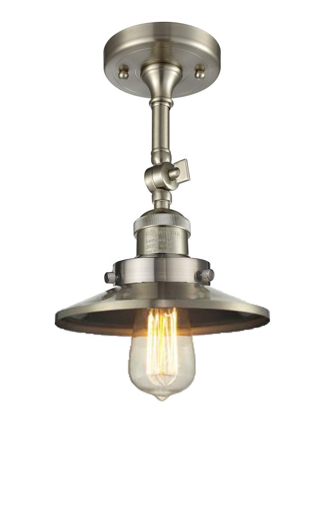 Railroad - 1 Light - 8 inch - Brushed Satin Nickel - Semi-Flush Mount