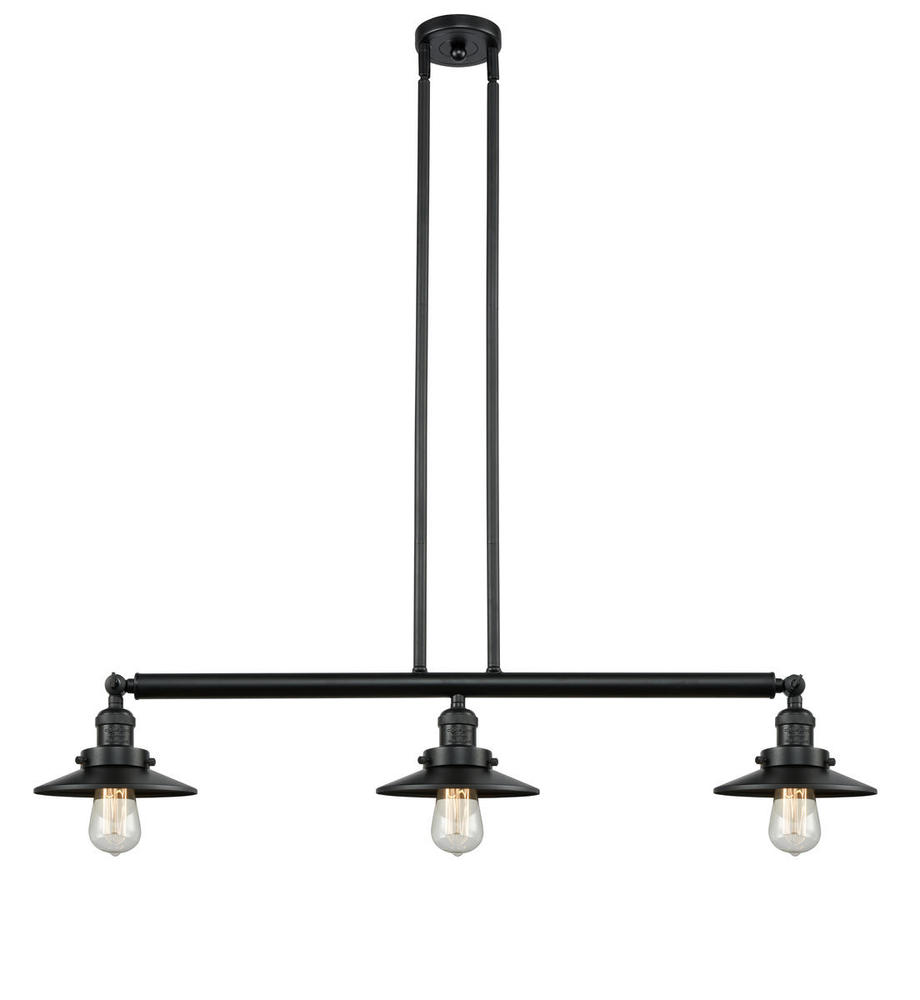 Railroad - 3 Light - 41 inch - Matte Black - Stem Hung - Island Light