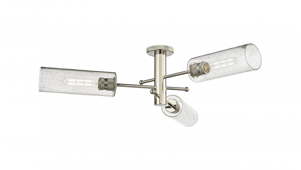 Crown Point - 3 Light - 34 inch - Polished Nickel - Flush Mount