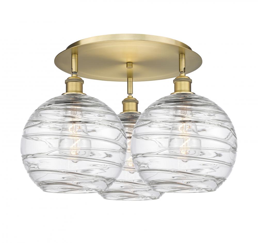 Athens Deco Swirl - 3 Light - 22 inch - Brushed Brass - Flush Mount