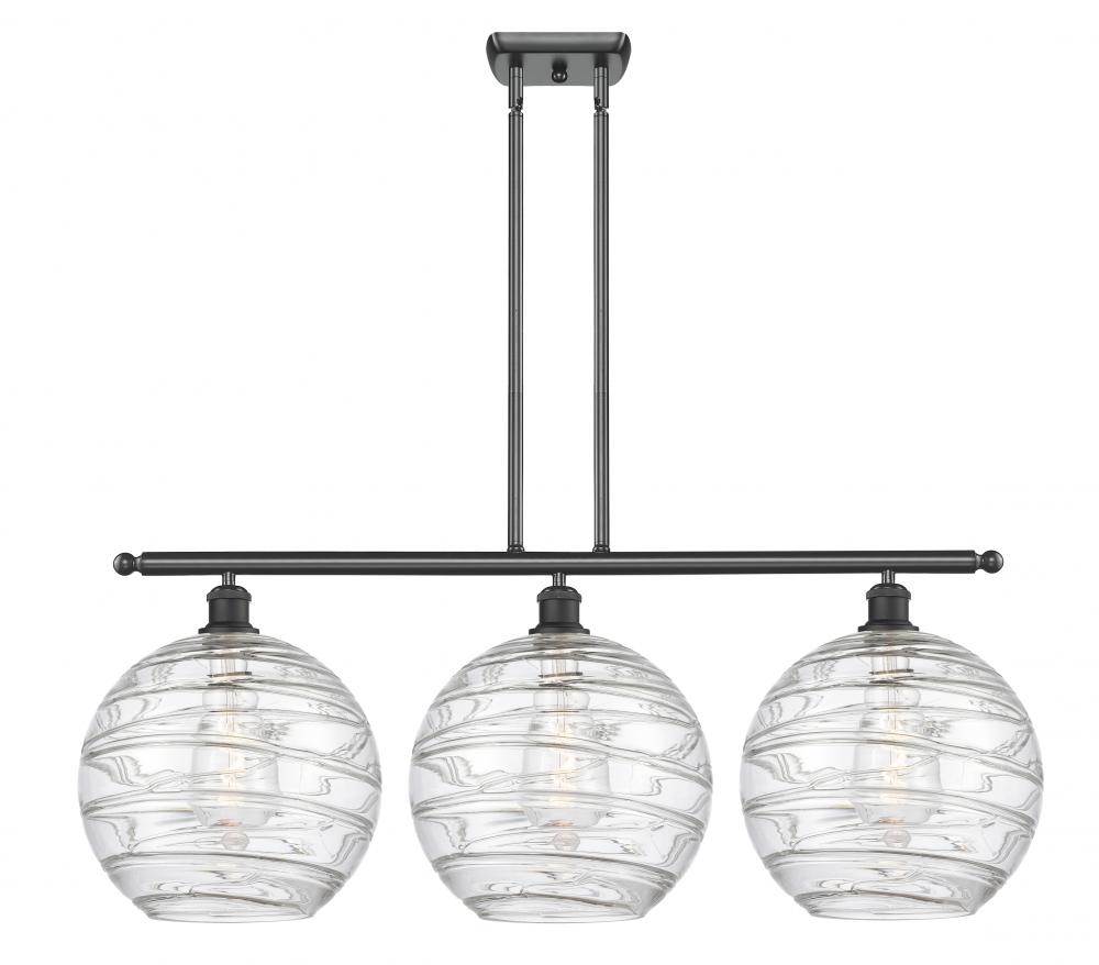 Athens Deco Swirl - 3 Light - 39 inch - Matte Black - Cord hung - Island Light