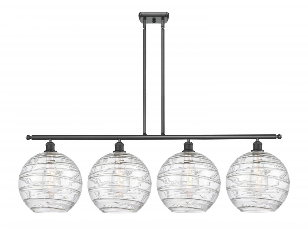 Athens Deco Swirl - 4 Light - 50 inch - Matte Black - Cord hung - Island Light