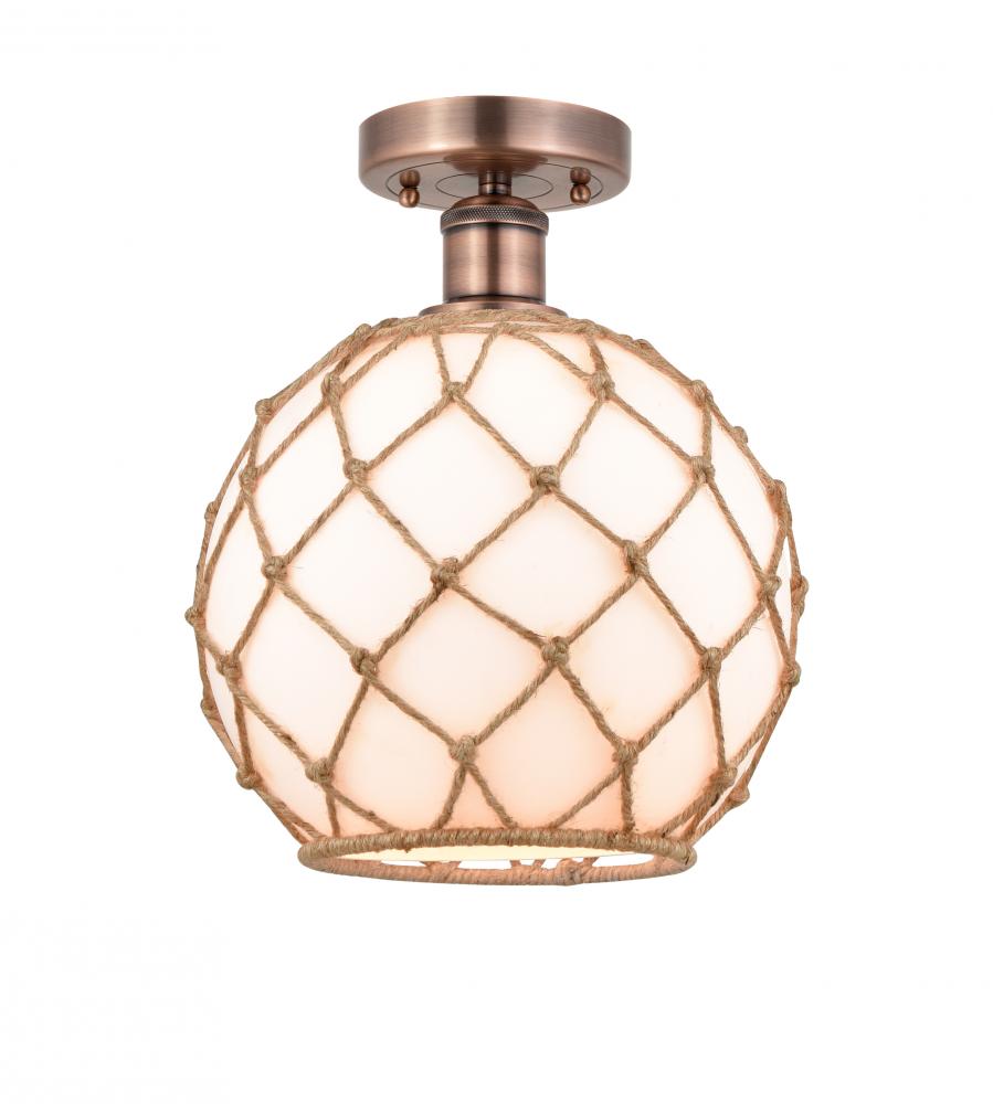 Farmhouse Rope - 1 Light - 10 inch - Antique Copper - Semi-Flush Mount