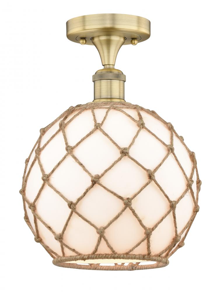 Farmhouse Rope - 1 Light - 10 inch - Brushed Brass - Semi-Flush Mount