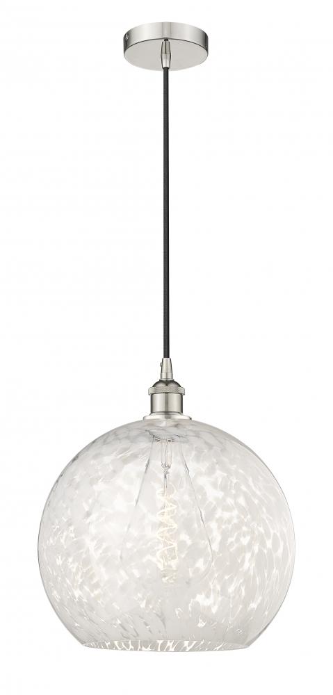White Mouchette - 1 Light - 14 inch - Polished Nickel - Cord Hung - Pendant