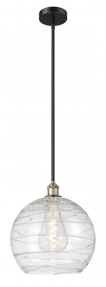 Athens Deco Swirl - 1 Light - 14 inch - Black Antique Brass - Cord hung - Pendant