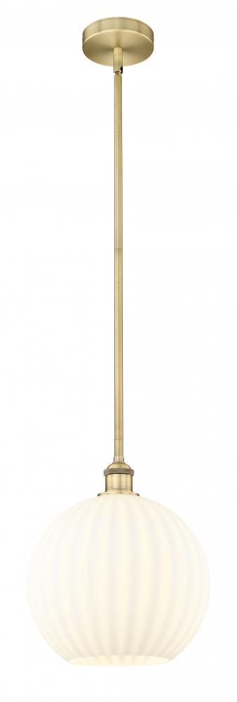 White Venetian - 1 Light - 12 inch - Brushed Brass - Stem Hung - Mini Pendant