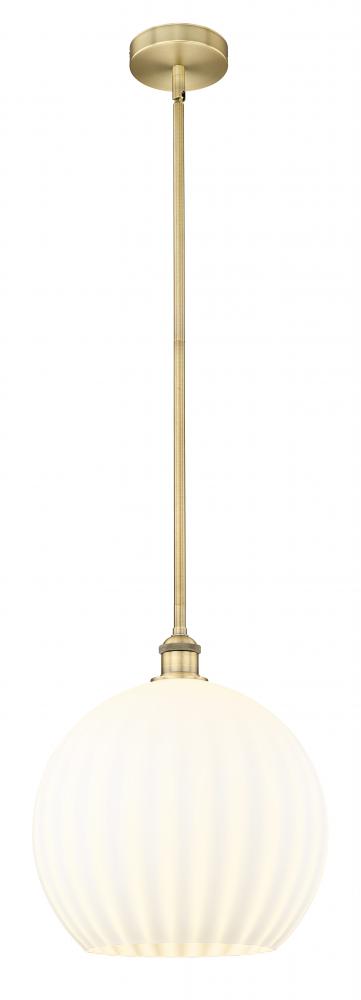 White Venetian - 1 Light - 14 inch - Brushed Brass - Stem Hung - Pendant