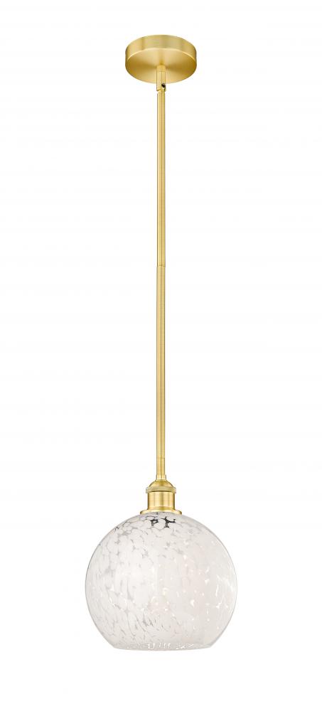 White Mouchette - 1 Light - 10 inch - Satin Gold - Stem Hung - Mini Pendant