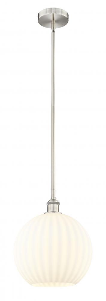 White Venetian - 1 Light - 12 inch - Brushed Satin Nickel - Stem Hung - Mini Pendant