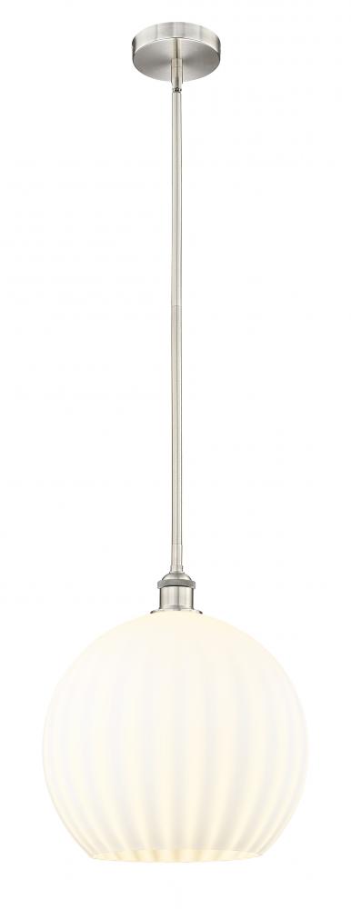 White Venetian - 1 Light - 14 inch - Brushed Satin Nickel - Stem Hung - Pendant