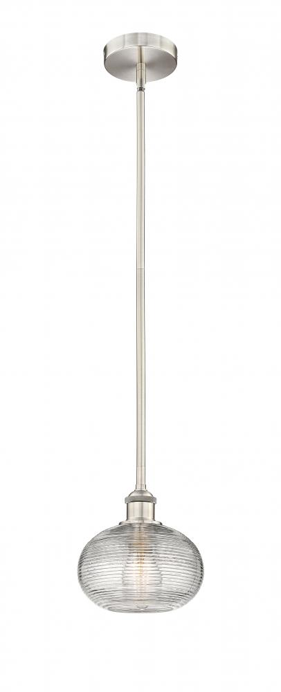 Ithaca - 1 Light - 8 inch - Brushed Satin Nickel - Cord hung - Mini Pendant