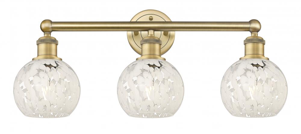 White Mouchette - 3 Light - 24 inch - Brushed Brass - Bath Vanity Light