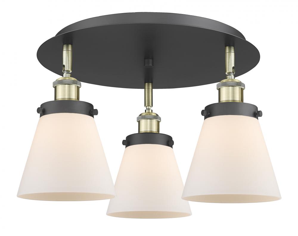 Cone - 3 Light - 18 inch - Black Antique Brass - Flush Mount