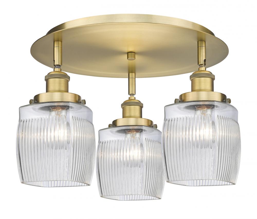 Colton - 3 Light - 17 inch - Brushed Brass - Flush Mount