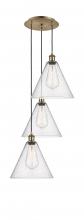 Innovations Lighting 113B-3P-AB-GBC-124 - Berkshire - 3 Light - 19 inch - Antique Brass - Cord Hung - Multi Pendant