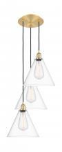 Innovations Lighting 113B-3P-SG-GBC-122 - Berkshire - 3 Light - 19 inch - Satin Gold - Cord Hung - Multi Pendant