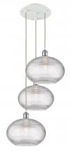 Innovations Lighting 113B-3P-WPC-G555-12CL - Ithaca - 3 Light - 19 inch - White Polished Chrome - Cord Hung - Multi Pendant
