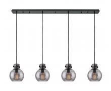 Innovations Lighting 124-410-1PS-BK-G410-8SM - Newton Sphere - 4 Light - 52 inch - Matte Black - Cord hung - Linear Pendant