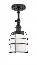 Innovations Lighting 201F-BK-G51-CE - Bell Cage - 1 Light - 6 inch - Matte Black - Semi-Flush Mount