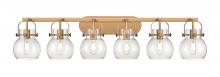 Innovations Lighting 423-6W-BB-G410-6SDY - Pilaster II Sphere - 6 Light - 46 inch - Brushed Brass - Bath Vanity Light