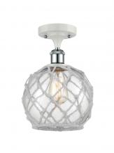 Innovations Lighting 516-1C-WPC-G122-8RW - Farmhouse Rope - 1 Light - 8 inch - White Polished Chrome - Semi-Flush Mount