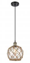 Innovations Lighting 516-1P-BAB-G122-8RB - Farmhouse Rope - 1 Light - 8 inch - Black Antique Brass - Cord hung - Mini Pendant