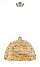 Innovations Lighting 516-1P-SN-RBD-16-NAT - Woven Rattan - 1 Light - 16 inch - Satin Nickel - Mini Pendant