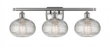 Innovations Lighting 516-3W-SN-G555-8CL - Ithaca - 3 Light - 28 inch - Brushed Satin Nickel - Bath Vanity Light