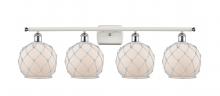 Innovations Lighting 516-4W-WPC-G121-8RW - Farmhouse Rope - 4 Light - 38 inch - White Polished Chrome - Bath Vanity Light