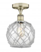 Innovations Lighting 616-1F-AB-G122-8RW - Farmhouse Rope - 1 Light - 8 inch - Antique Brass - Semi-Flush Mount