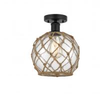 Innovations Lighting 616-1F-BK-G122-8RB - Farmhouse Rope - 1 Light - 8 inch - Matte Black - Semi-Flush Mount