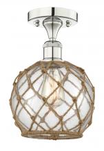 Innovations Lighting 616-1F-PN-G122-8RB - Farmhouse Rope - 1 Light - 8 inch - Polished Nickel - Semi-Flush Mount