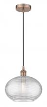 Innovations Lighting 616-1P-AC-G555-12CL - Ithaca - 1 Light - 12 inch - Antique Copper - Cord hung - Mini Pendant