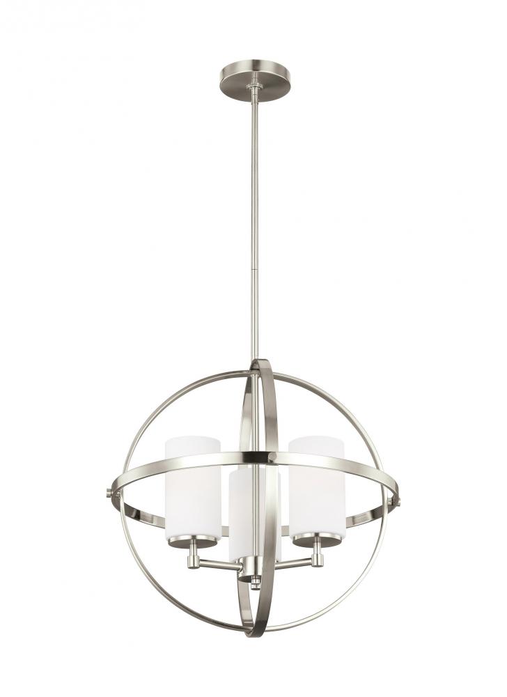 Alturas contemporary 3-light indoor dimmable ceiling chandelier pendant light in brushed nickel silv