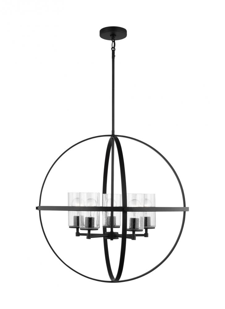 Alturas indoor dimmable 5-light single tier chandelier in midnight black finish with spherical steel