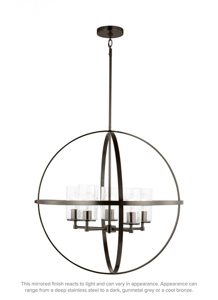 Alturas indoor dimmable 5-light single tier chandelier in pewter bronze finish with spherical steel
